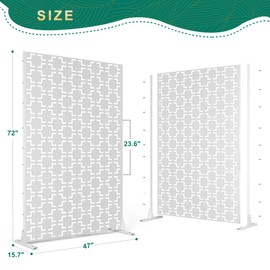72" H×47" W Metal Privacy Screen Outdoor Privacy Screen Freestanding, Outdoor Privacy Screens and Panels for Patio Lawn Deck, Outdoor Privacy Panels Decorative Privacy Fence(Consists of 3 Panels)