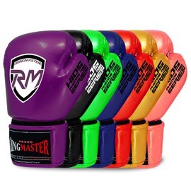 RingMaster Sports Kids Boxing Gloves Carbon Leather Training Sparring Punch Bag Mitt (Purple, 4 oz)