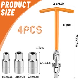 shallyong Spark Plug Wrench, Spark Plug Wrench Universal 16 mm, 18 mm, 21 mm, T-Handle Spark Plug Wrench Set, Spark Plug Tool Set for Cars and Motorcycles (Yellow)