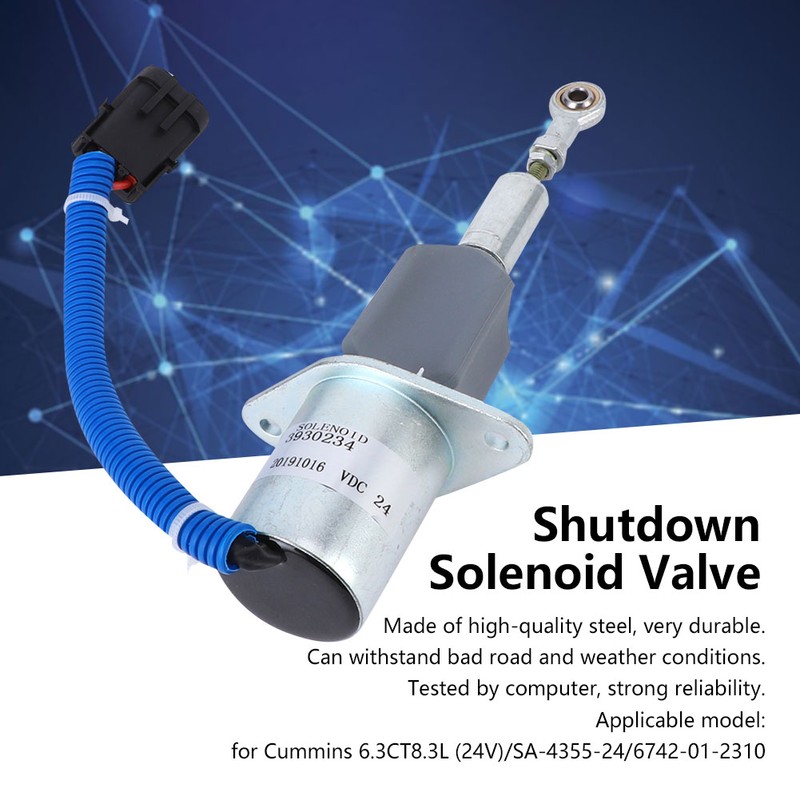 Shutdown Solenoid Valve for Cummins 6.3CT8.3L/SA‑4355‑24 Accessories 3930234 DC 24V