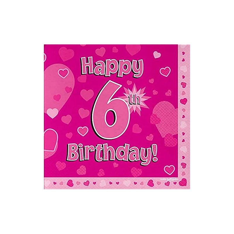 Oaktree Happy 6th Birthday Napkins 33cm x 33cm 3 Ply