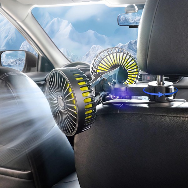 ASANDH Car Fan, Dual Head USB Car Fans for backseat