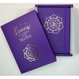 Loveria Yoga Book A5 192 Pages Dotted Ruling Including 2 Bookmarks, Pen Holder, 3 Paper Clips, Flower of Life, High-Quality Paper 120 GSM, 5 mm Dotted, Purple