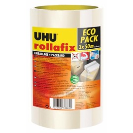 UHU Rollafix Packing Tape, High-Quality Packaging Tape, Transparent, 3 x 50 m