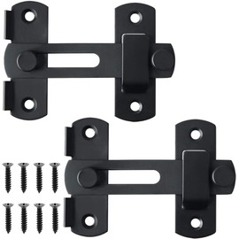 Sayayo Sliding Barn Door Lock 4 Inch Sliding Bolt Locks Security Door Bolt Latch Stainless Steel Black, for Cabinet, Bathroom, Outdoor, Garage, Garden, Closet Door, Window, 2 Pcs, CMS9001B-2P