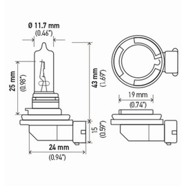 HELLA H9 2.0TB High Performance Bulb, 12V, 65W, 2 Pack
