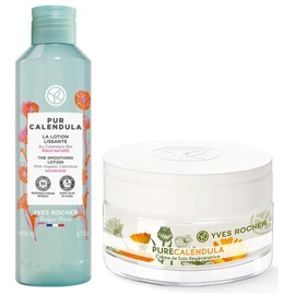 Yves Rocher Set PURE CALENDULA: Loción Facial Alisante (200 ml) + Crema Facial Día/Noche Regeneradora (50 ml)