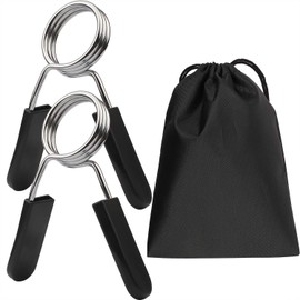 Euway Weight Bar Clips Barbell Clamps 2 Inch for Olympic Bar Spring Lock Collars for Weightlifting, Strength Training, Working Out (May Not for Hollow Threaded Bar)- 1 Pair Per Pack with Carrying Bag