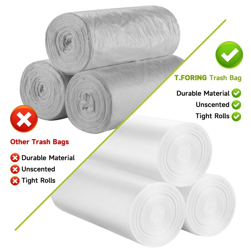 3 Gallon Disposable Trash Bags - Unscented Bulk Office Garbage