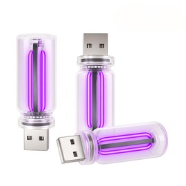 Hiseanllo 3PCS USB Car Interior Lights, Plug-in Glass Bottle Ambient Lamps for Cars, Portable Atmosphere Night Light, Universal Auto Interior Accessories (Purple)