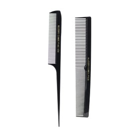 Allegro Combs Rat Tail And Barber Comb Stylist Combs Set Rattail Styling Parting Comb Hair Stylist Tail Comb Men Combs Women Combs Kids Comb Fresh Color 2 Pc. (Black)