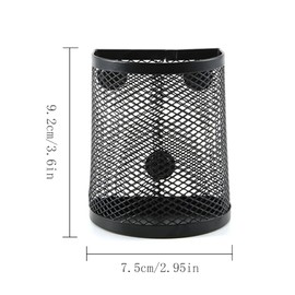 Pack of 2 Semicircular Magnetic Pen Holder Magnetic Storage Basket Pen Holder Made of Wire Metal Magnetic Pen Holder for Fridge, Locker Accessories, Office Supply Organiser (Black)