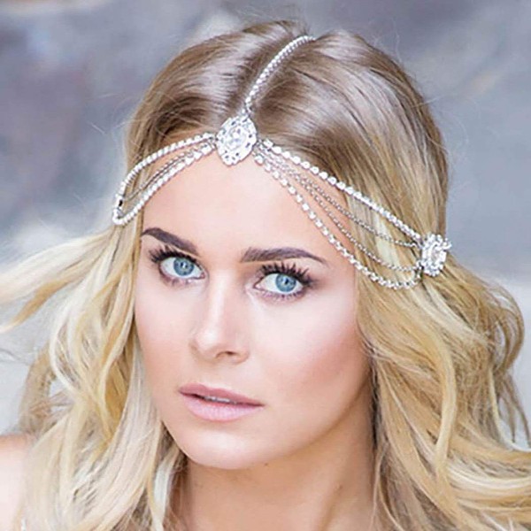 Aceorna Gothic Hair Jewelry Bride Wedding Head Chain Crystal Layering