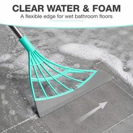 Silicone Floor Squeegee Broom for Wet & Dry Cleaning – PP Head with Plastic Handle for Home Bathrooms and Floors