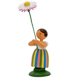 Jan Legler Meadow Flower Girl Flower Children Craftsmanship from the Ore Mountains Wooden Figure Spring Decoration 12 cm with Daisy Flower