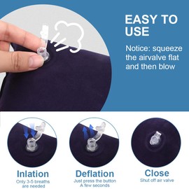 Casenly Aufblasbares Kissen, 4 Stück Aufblasbares Kissen Velour Kissen, Strandkissen Camping Kopfkissen Aufblasbares, Ultraleicht Reisekissen Aufblasbar Komprimierbar für Reisen Camping Outdoor Strand