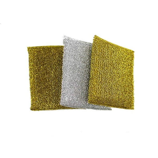Shuiniba 6 Pack Non-Scratch Scrub Sponges Pads, Cleaning Scrub Sponge, Dish Wash Sponge, Kitchen Sponge, Multi-Use Heavy Duty Scrub Sponge - 3 Pieces Silver & 3 Pieces Gold