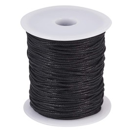 Craftdady 100 Yards Black Braided Waxed Cord 1.5mm Faux Leather Beading Thread Rope with Spool for DIY Necklace Bracelet Jewelry Making
