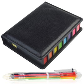 Notas adhesivas colores, kit porta notas adhesivas contiene 2000 notas autoadhesivas de colores y bolígrafos de colores, notas adhesivas divisoras con diferentes tamaños y colores para oficina, escuela o trabajo