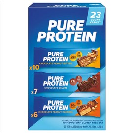 Pure Protein Bars, Nutrient Rich Snacks with High Protein for Energy Support, Minimal Sugar, Gluten-Free, Variety Pack (In NEYUM Packaging) (23 Pack)