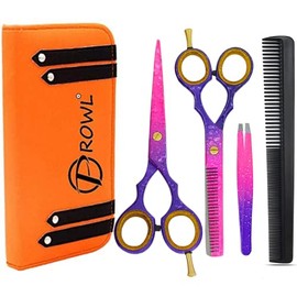 PROWL Professional Hairdressing Scissors Set (5.5 Inch) â Hair Cutting Scissor & Thinning Scissor with Comb, Beauty Tweezer and Case â Perfect for Men, Women, Children, and Adults