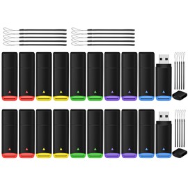 AGECASH USB Flash Drive 20 Pack 2GB Bulk USB 2.0 Flash Drives Thumb Drive 20Pack Memory Stick Jump Drives Multipack Zip Drive for Data Storage and Backup (Multicolor, 2GB)