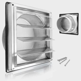 Kinyoda 150mm Edelstahl Lüftungsgitter, mit Insektenschutzgitter und Beweglichen Lamellen, Optimal Für Die Außenwandmontage Von Lüftungsanlagen Und Dunstabzugshauben Mit Kautschuk-Dichtung&Schrauben