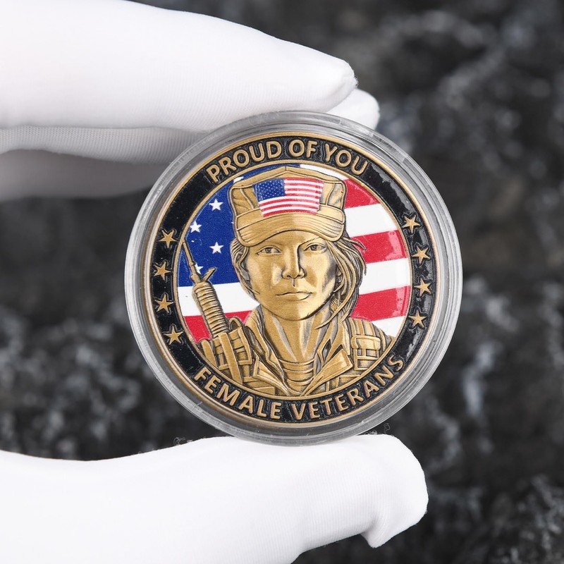 3D Color American Female Veterans Challenge Coin - Dual Sided