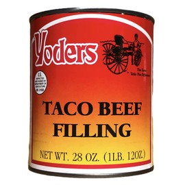 Fresh beef filling is used to make Yoder's Real Canned Taco Beef, which is fully cooked and ready to eat. Each 28-ounce can is designed for long-term storage (01 Can)