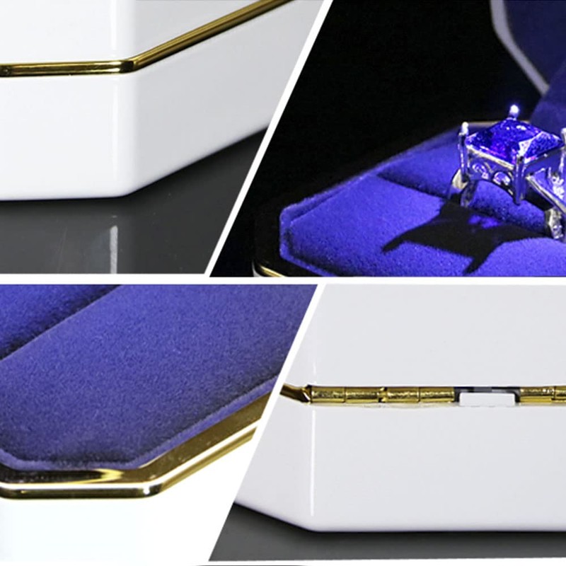 AVESON Luxury Ring Box, Square Velvet Ring Holder Case Jewellery