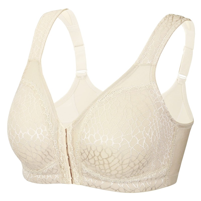 DotVol Women's Full Cup Front Closure Strong Hold Without Underwire