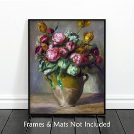 | Vase of Peonies, Vintage Renoir Print - Vibrant French Country Wall Art, Blossoming Peony Flower Decor, Opulent Still Life Art (Unframed 11x14 Print)