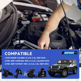 DOFOCH Engine Motor Mount & Trans Mount Fit for 2007-2012 Dodge Caliber 2007-2016 Jeep Compass Patriot 2.0L 2.4L Engine Replace# A5415 A5416 A5417 A5418 3131 3130 3145 3134