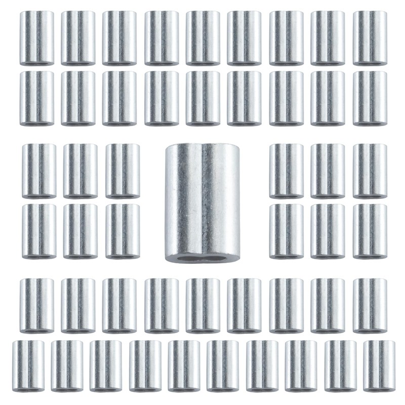 HOME MASTER HARDWARE 3/16" Aluminum Crimping Loop Sleeve 50 Pcs,Double