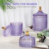 ALAMHI 3 Pack Qtip Holder Apothecary Jars with Lids Purple