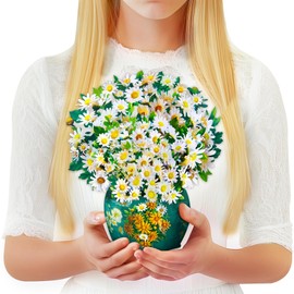 GREETING ART Pop Up Flower Card, 13 inch Daisies Paper Flower Bouquet Greeting Cards with Note Cards & Envelope, Birthday, Mother’s Day, Thank You, Get Well Gifts for Women Wife Mom Daughter