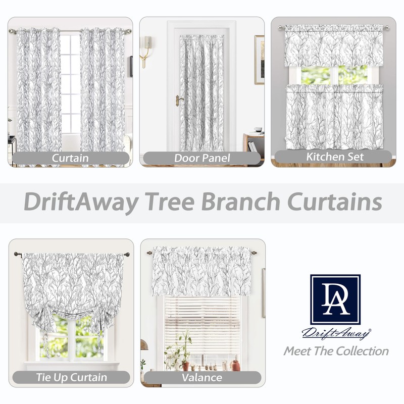 DriftAway Tree Branch Lined Valance Double Layer Blackout Thermal Insulated