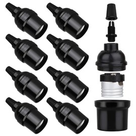 E26 E27 Light Sockets, 8 Packs Edison Period Retro Style Pendant Lamp Holder, DIY E26 E27 Medium Screw Light Holder, Maximum Wattage 100W Heat Resistant Up to 80℃ Fire Resistant
