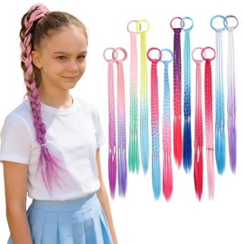Ponytail Braiding Hair for Girls Accessories, Colored Braids Extensions Synthetic Hair Pieces Daily Party Festival Holiday Christmas Halloween Rave Cr