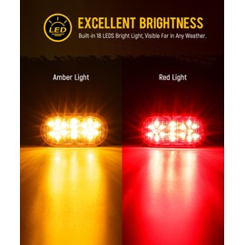 Partsam 14Pcs 4 Inch Rectangle LED Trailer RV Marker Clearance Lights, 18 LED Side Marker Lights for Tractor Truck Camper Motorhome, IP67 Waterproof, Surface Mount (7Amber+7Red)