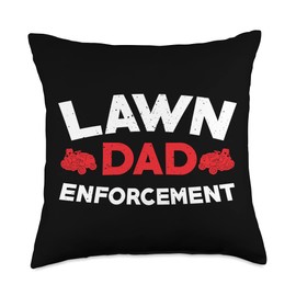 Funny Lawn Care Design Grass And Lawn Mowing Lawn Enforcement Dad Outfit Cutting Grass Garden Throw Pillow, 18x18, Multicolor