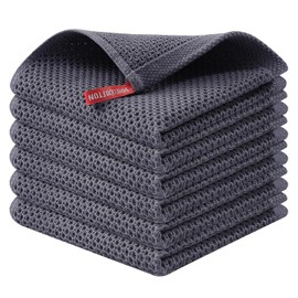 Janety Trapos De Cocina De Algodón 12×12 Pulgadas, Juego De 6 Toallas Absorbentes Y De Secado Rápido para Limpieza Y Cocina (Gris Oscuro)