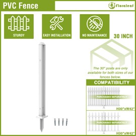 FLORALEAF Vinyl Picket Fence Panels 84" Wx36 H White Garden Decorative Temporary Fence Boarder for Backyard, Dogs Outside, Animal Barrier, Pools(20 Pickets,Straight)