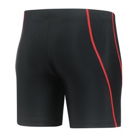 Boy Square Legs Swim Jammer with UPF50+,Youth Boy Jammer Swimming Shorts for Training(Red Line Square L)