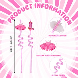 14-Pack ‌Pink Cowgirl Straws Reusable Western Party Straws for Bachelorette, Birthday & Cowboy Theme Decor Cocktail Straw | 10.5" Plastic Drinking Straws with Fun Cowgirl Hats & Boots