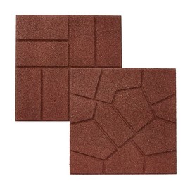Rubberific Dual Sided Rubber Paver Tile - 16" X 16" X 3/4" (Red, 5 Tiles)