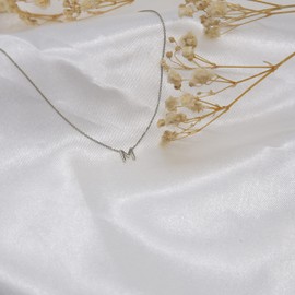 CARISSIMA Gold Women's 9ct White Gold 4.5mm x 5mm 'M' Initial Adjustable Necklace 38cm/15'-43cm/17''