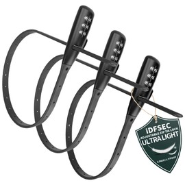iDFSEC Zip Tie Lock, Adjustable Cable Tie with Stainless Steel Core - Multi-Purpose Cable Lock for Securing Helmets, Bicycles, Skis, Scooters, Café, Gate Door (3/Pack, Black)