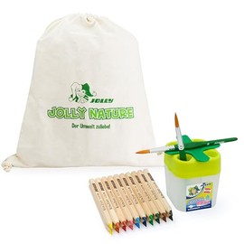 JOLLY Kita/Kiga Starter Pack | 20 Extra Thick, Water-soluble Natural Colouring Pencils | Includes 2 Brushes, Aqua-Boxx and Storage Bag, 1 Piece (Pack of 1)