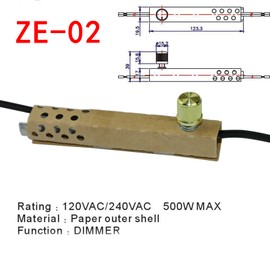 Miayaya Zing Ear ZE-02 Rotary Dimmer Switch for Floor Lamps Halogen Incandescent LED Lights Bulbs 120VAC 240VAC 500W MAX Part Replacement Kits Repair Tools Paper Outer Shell Easy to Install Durable